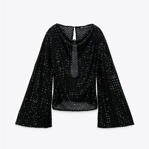 NWT ZARA NET-STYLE SEQUIN TOP